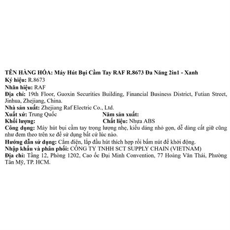 Máy hút bụi cầm tay RAF R.8673 - Xanh Màu Xanh Đậm