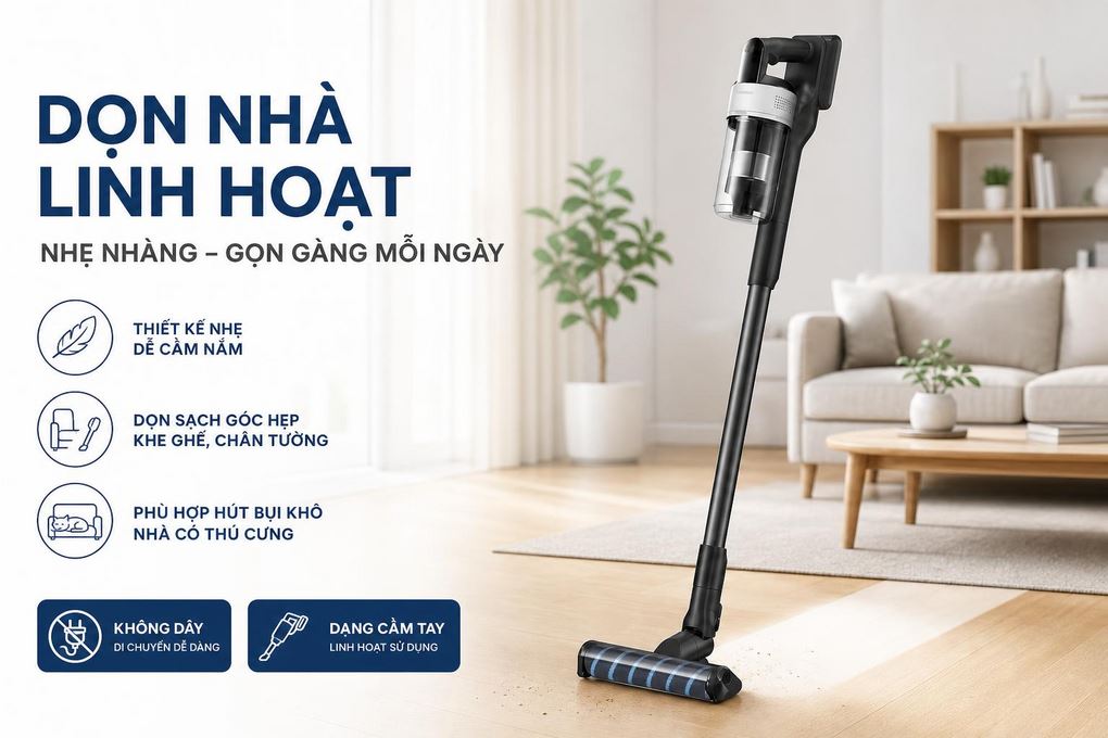 Máy hút bụi không dây Samsung VS70H18GZG/SV Màu Trắng