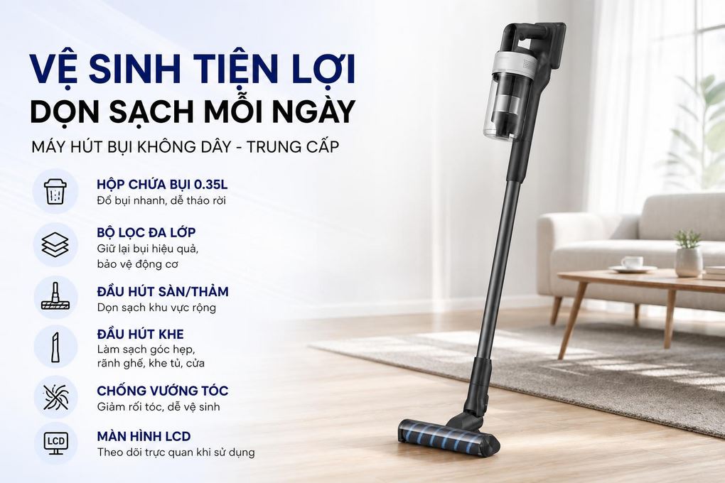 Máy hút bụi không dây Samsung VS70H18GZG/SV Màu Trắng