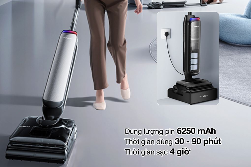 Máy hút bụi lau nhà Tineco Floor One S9 Artist Steam Pro - Thời gian dùng