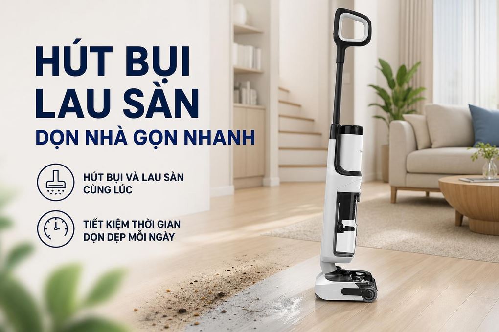 Máy hút bụi lau nhà Tineco Floor One S6 Stretch Max Màu Trắng