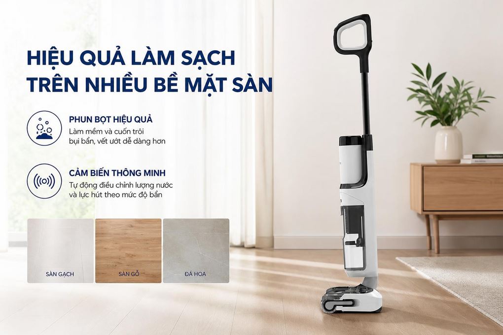 Máy hút bụi lau nhà Tineco Floor One S6 Stretch Max Màu Trắng