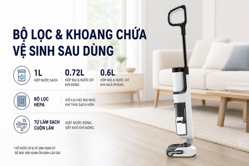 Máy hút bụi lau nhà Tineco Floor One S6 Stretch Max Màu Trắng