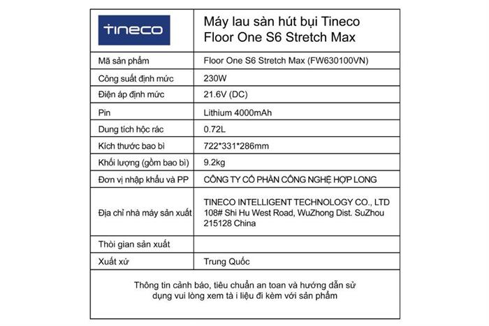 Máy hút bụi lau nhà Tineco Floor One S6 Stretch Max Màu Trắng