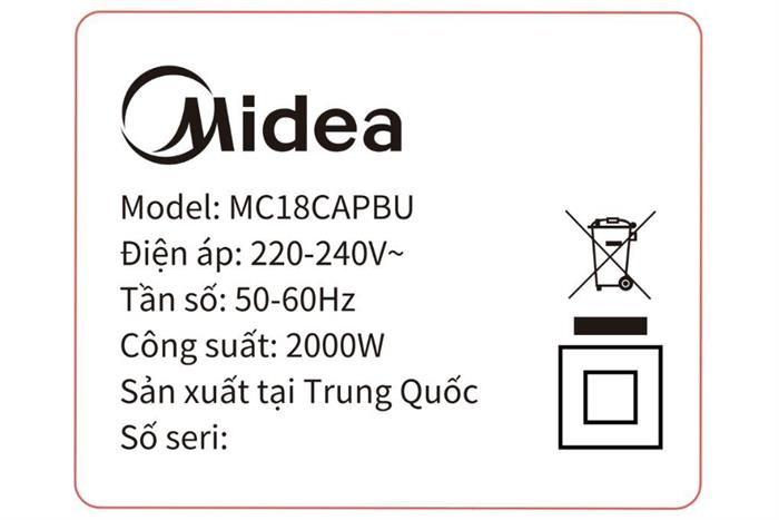 Máy hút bụi dạng hộp Midea MC18CAPBU Màu Trắng
