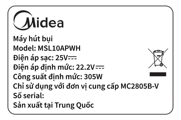 Máy hút bụi không dây Midea MSL10APWH Màu Trắng