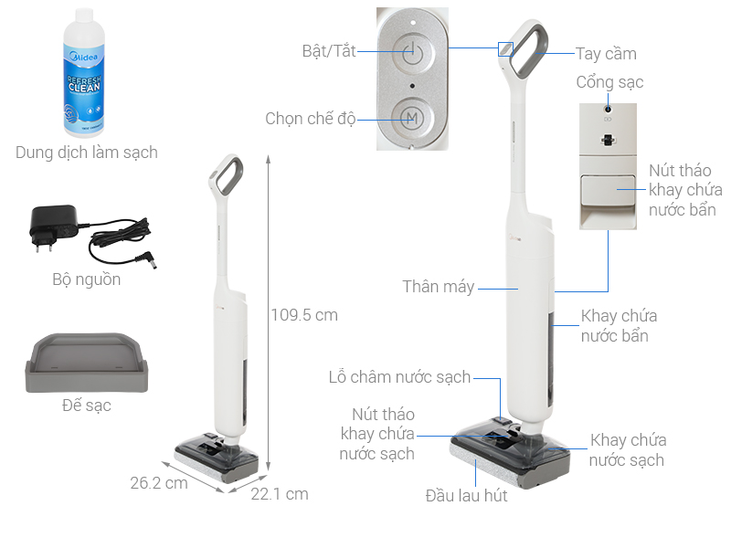 Máy hút bụi lau nhà Midea MAT02APWH