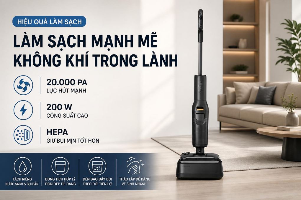 Máy hút bụi lau nhà Roborock F25 Gen 2 - Hiệu quả làm sạch, bộ lọc và quản lý bụi mịn
