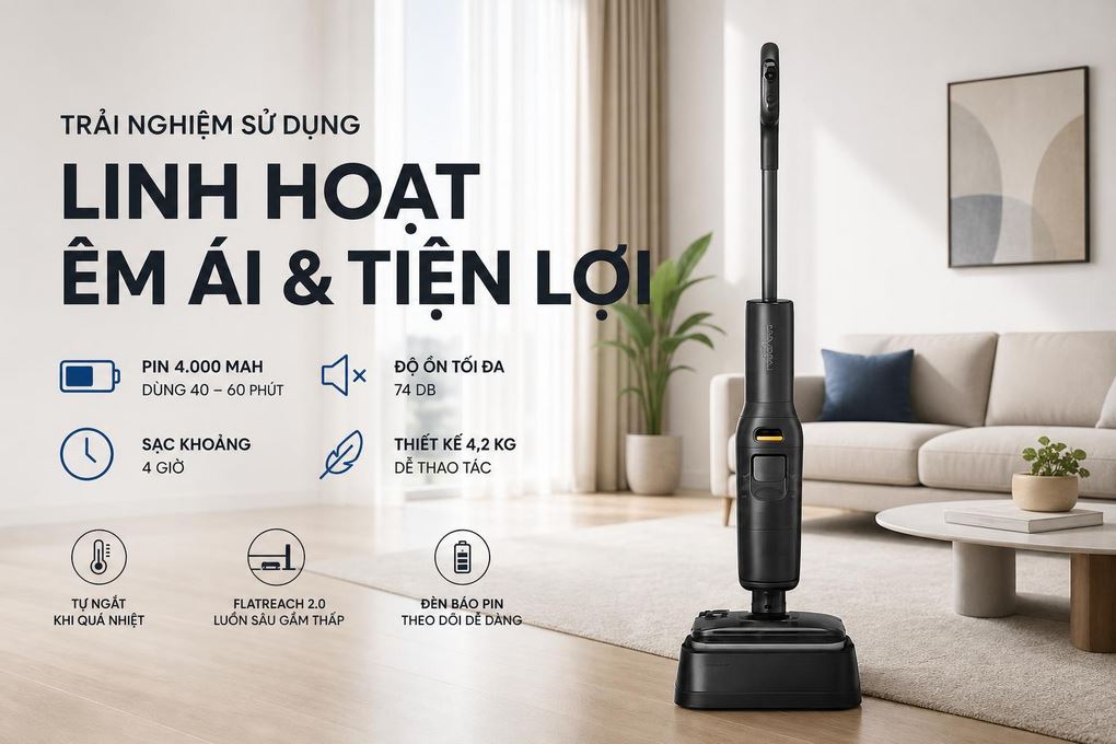 Máy hút bụi lau nhà Roborock F25 Gen 2 - Trải nghiệm sử dụng linh hoạt, êm ái và tiện lợi