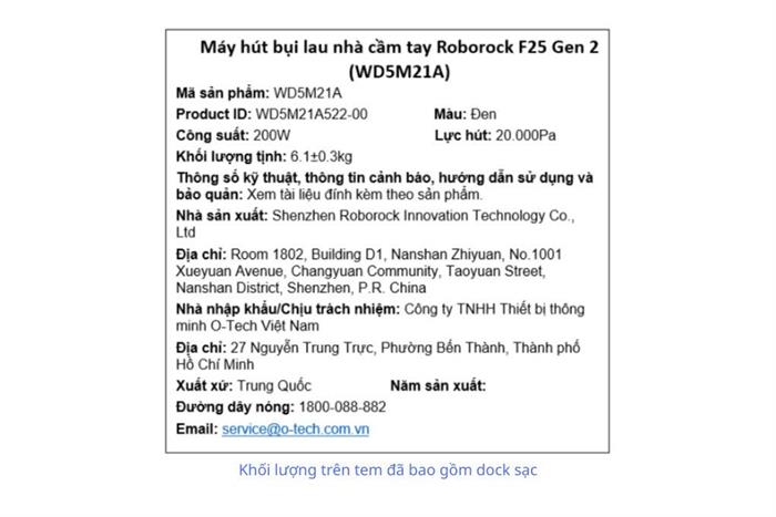 Máy hút bụi lau nhà Roborock F25 Gen 2 Màu Trắng