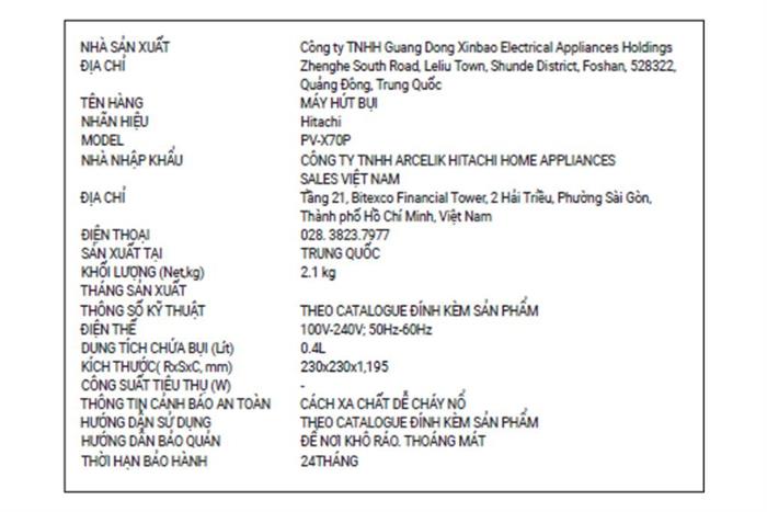 Máy hút bụi không dây Hitachi PV-X70P Màu Trắng