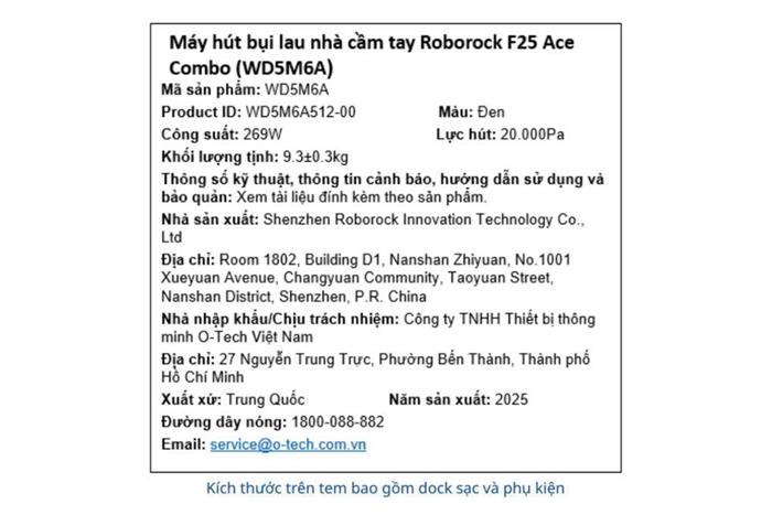 Máy hút bụi lau nhà Roborock F25 ACE Combo Màu Trắng
