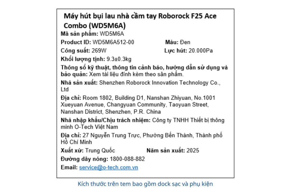 Máy hút bụi lau nhà Roborock F25 ACE Combo Màu Trắng