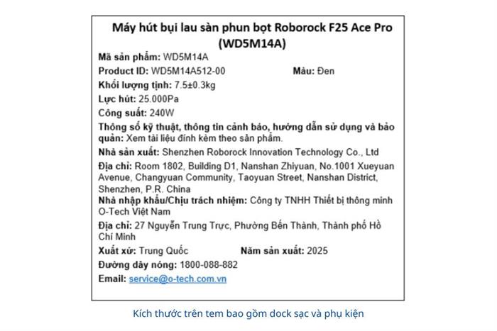 Máy hút bụi lau nhà Roborock F25 ACE Pro Màu Trắng