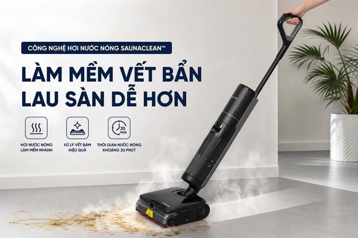 Máy hút bụi lau nhà Dreame H16 Steam Màu Đen