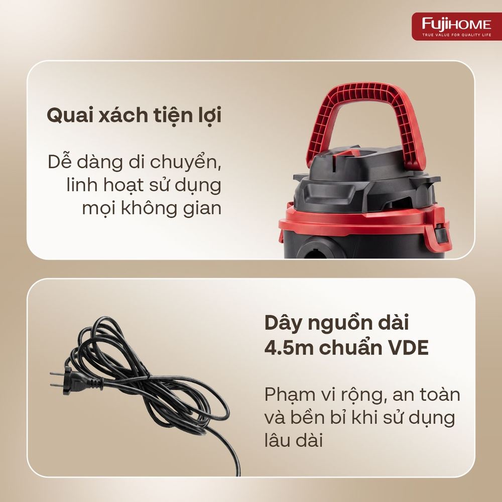 Máy hút bụi dạng hộp FUJIHOME VC10N Màu Trắng