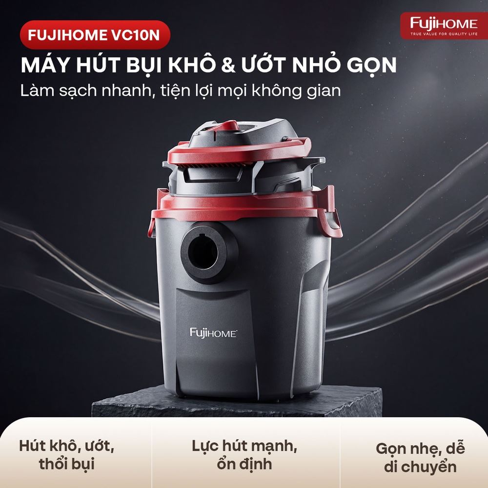 Máy hút bụi dạng hộp FUJIHOME VC10N Màu Trắng