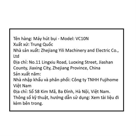 Máy hút bụi dạng hộp FUJIHOME VC10N Màu Trắng