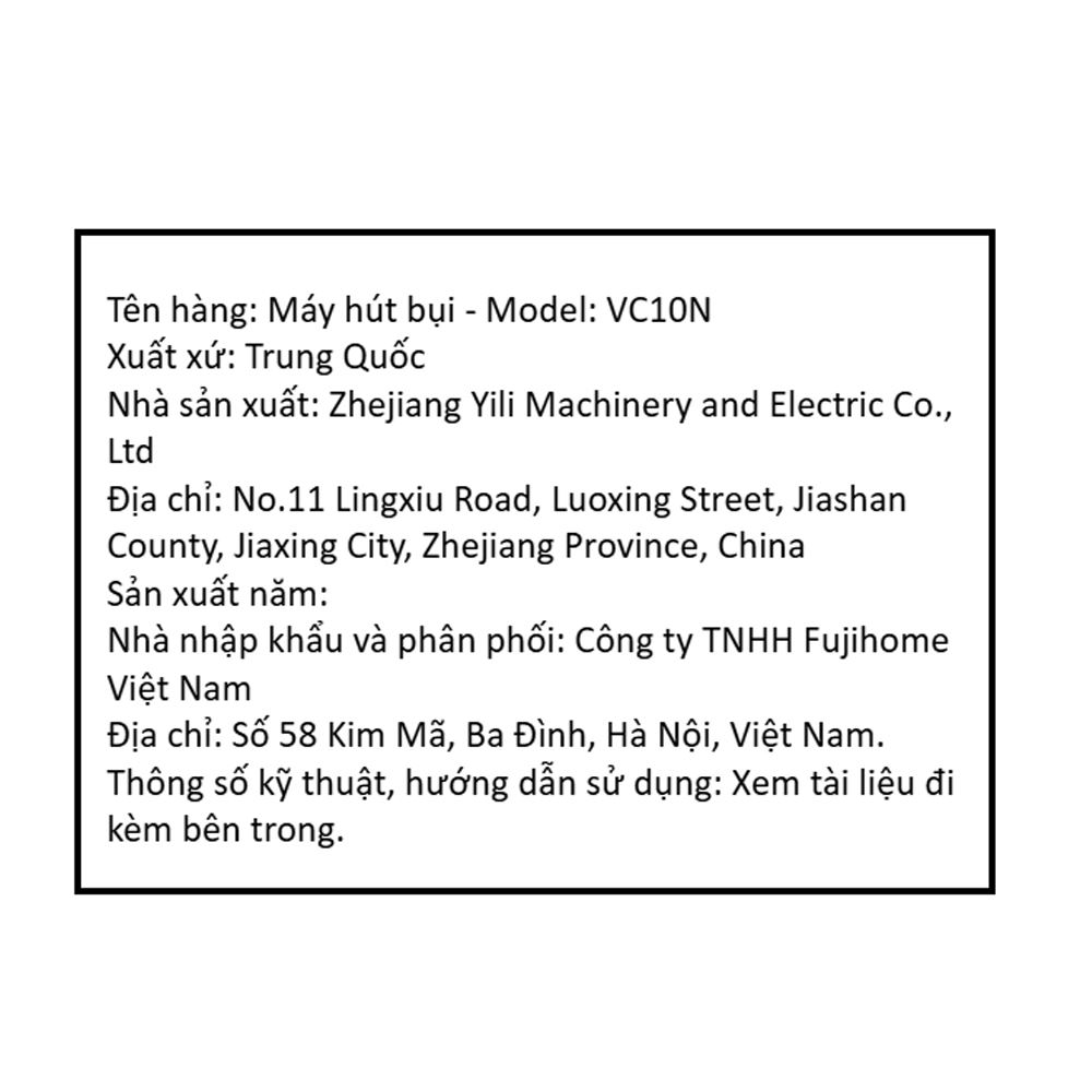 Máy hút bụi dạng hộp FUJIHOME VC10N Màu Trắng