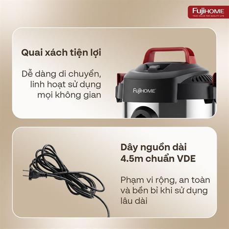 Máy hút bụi dạng hộp FUJIHOME VC12N Màu Trắng
