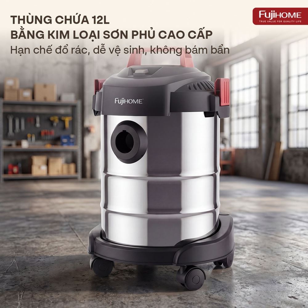 Máy hút bụi dạng hộp FUJIHOME VC12N Màu Trắng