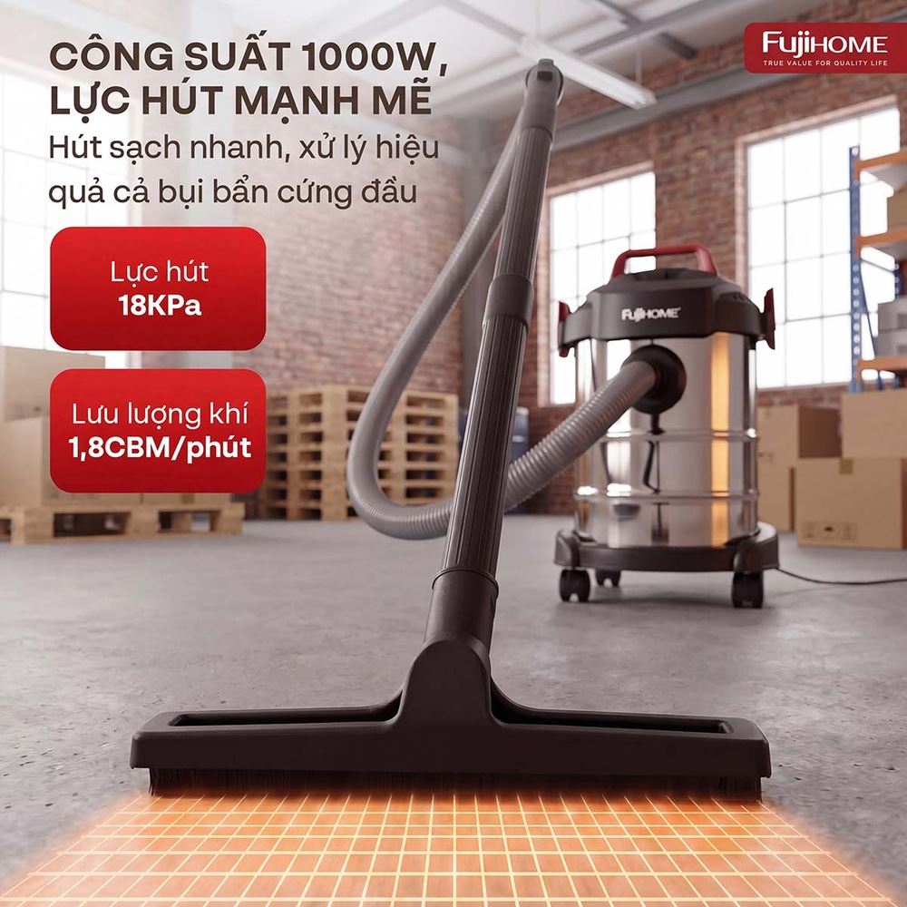 Máy hút bụi dạng hộp FUJIHOME VC12N Màu Trắng