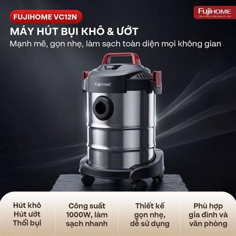 Máy hút bụi dạng hộp FUJIHOME VC12N Màu Trắng