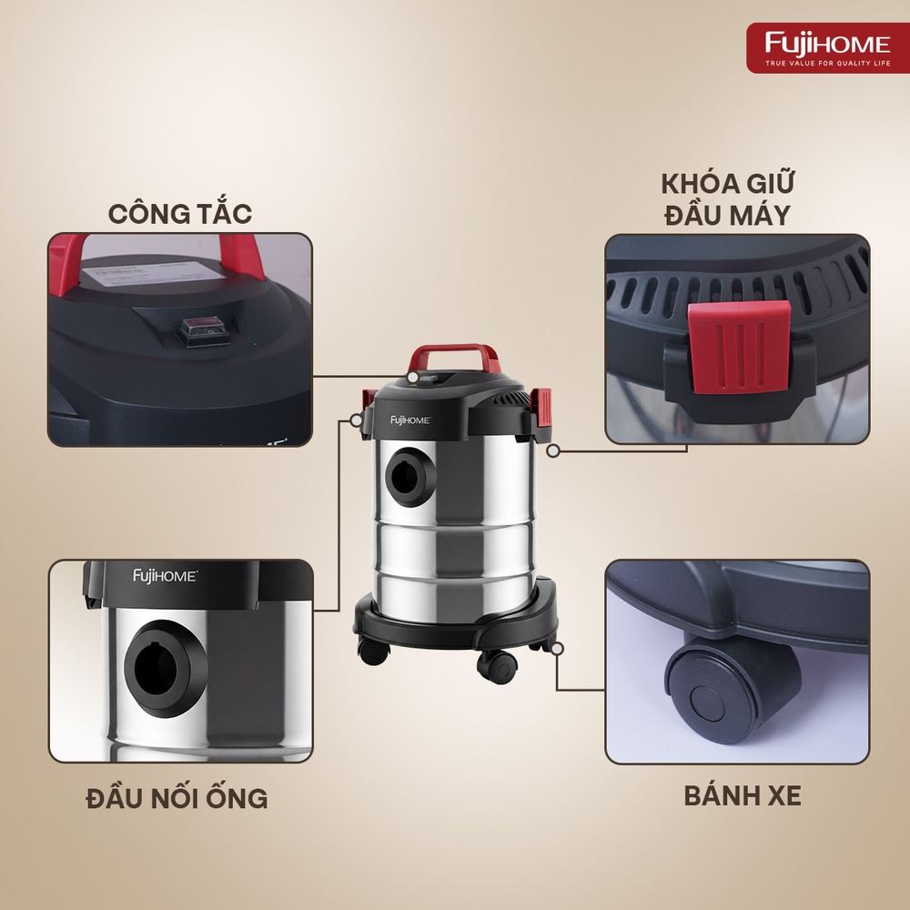 Máy hút bụi dạng hộp FUJIHOME VC12N Màu Trắng