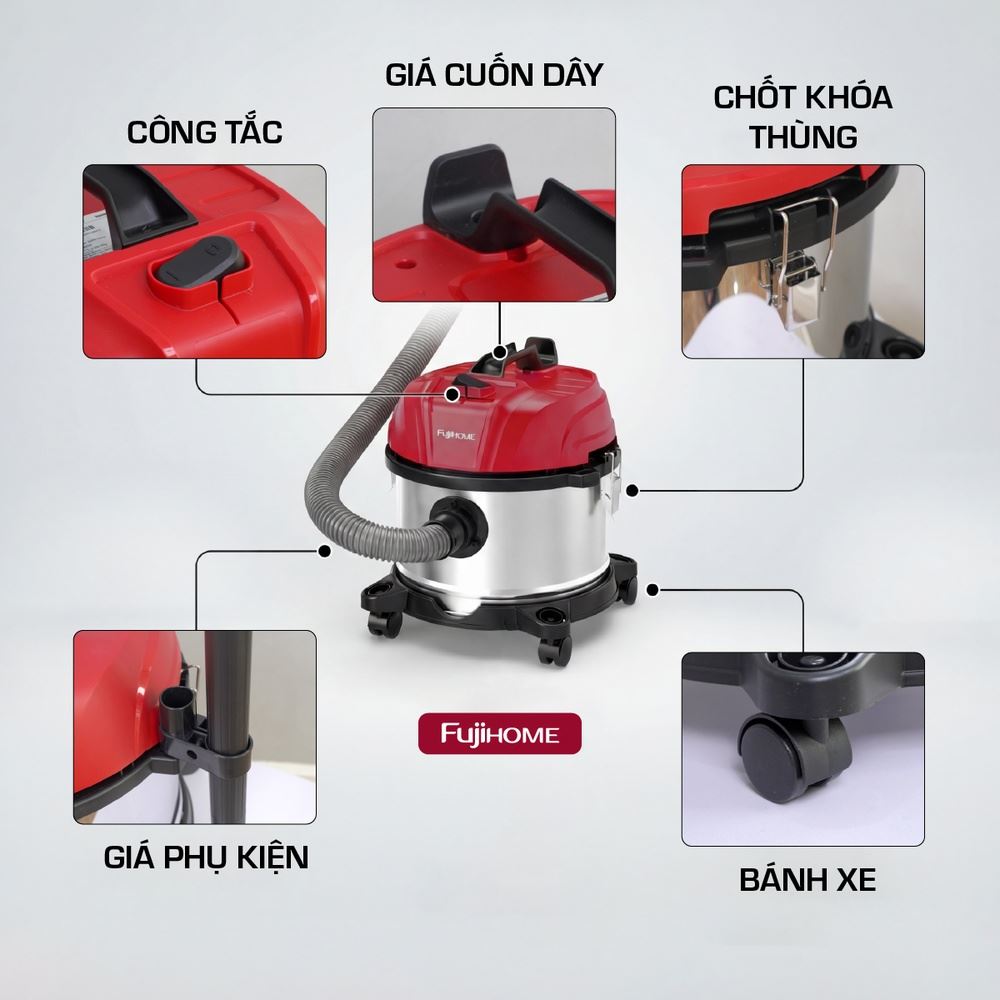 Máy hút bụi dạng hộp FUJIHOME VC15N Màu Trắng