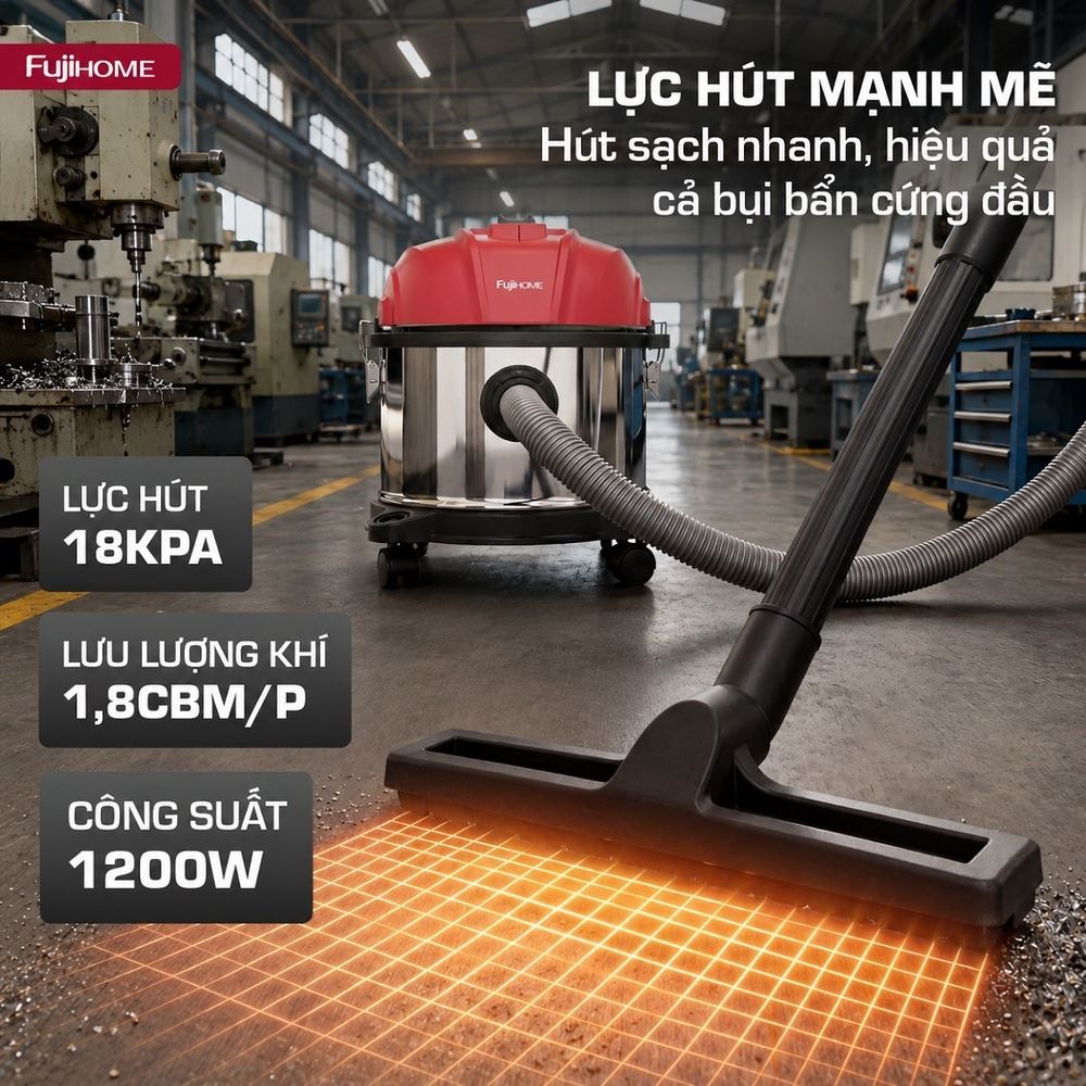 Máy hút bụi dạng hộp FUJIHOME VC15N Màu Trắng