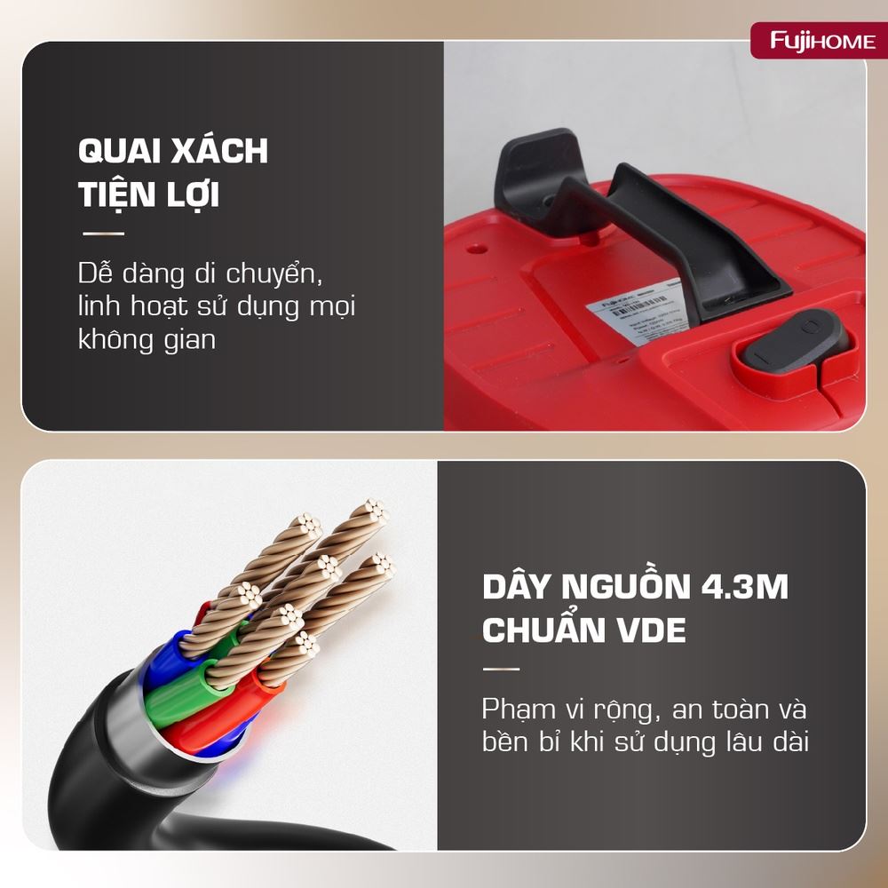 Máy hút bụi dạng hộp FUJIHOME VC15N Màu Trắng