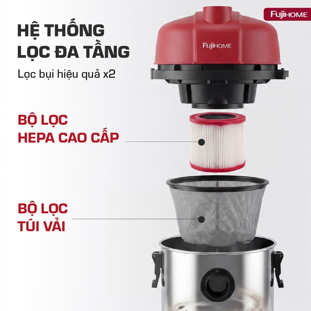 Máy hút bụi dạng hộp FUJIHOME VC18N Màu Trắng