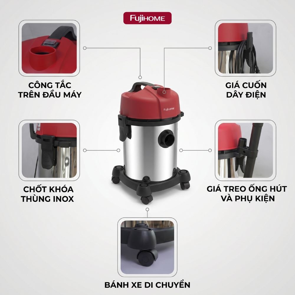Máy hút bụi dạng hộp FUJIHOME VC18N Màu Trắng