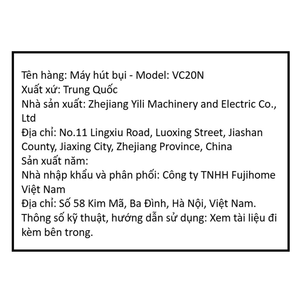 Máy hút bụi dạng hộp FUJIHOME VC20N Màu Trắng