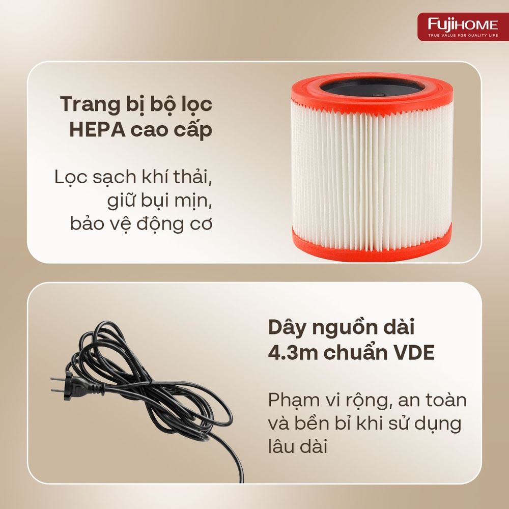 Máy hút bụi dạng hộp FUJIHOME VC30N Màu Trắng