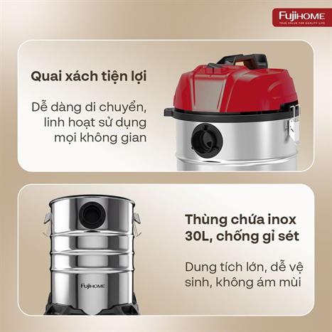 Máy hút bụi dạng hộp FUJIHOME VC30N Màu Trắng
