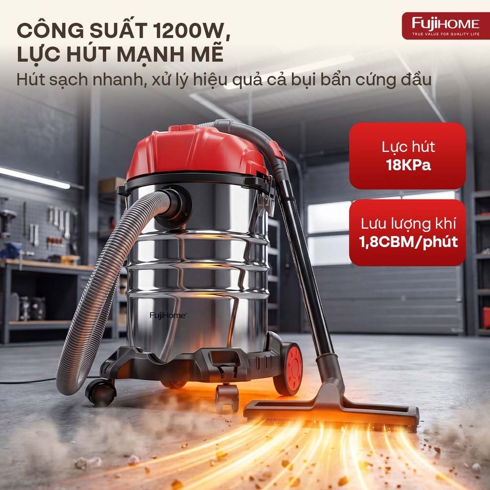 Máy hút bụi dạng hộp FUJIHOME VC30N Màu Trắng