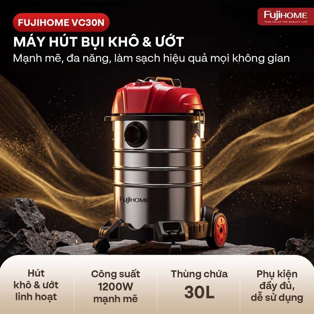 Máy hút bụi dạng hộp FUJIHOME VC30N Màu Trắng