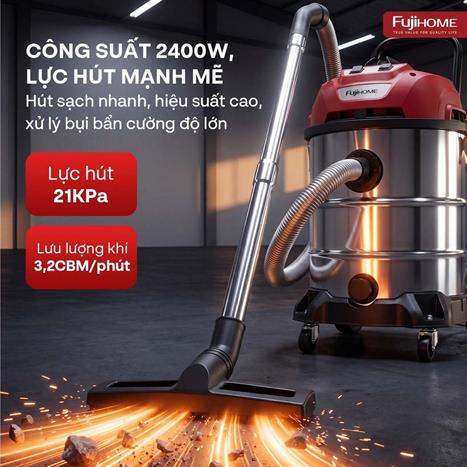 Máy hút bụi công nghiệp FUJIHOME VC60N Màu Trắng