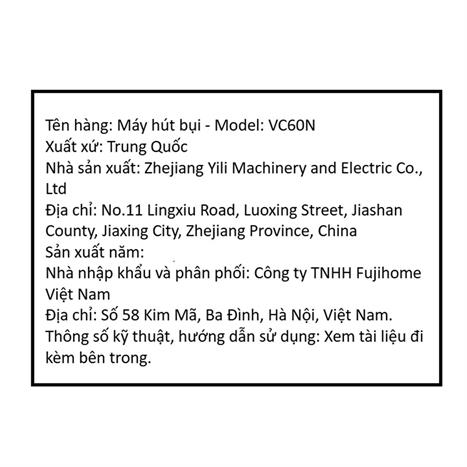 Máy hút bụi công nghiệp FUJIHOME VC60N Màu Trắng