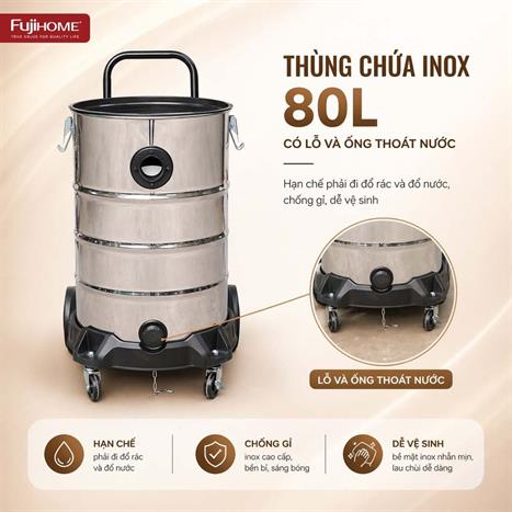Máy hút bụi công nghiệp FUJIHOME VC80N Màu Trắng