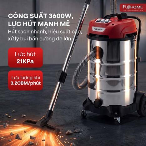Máy hút bụi công nghiệp FUJIHOME VC80N Màu Trắng