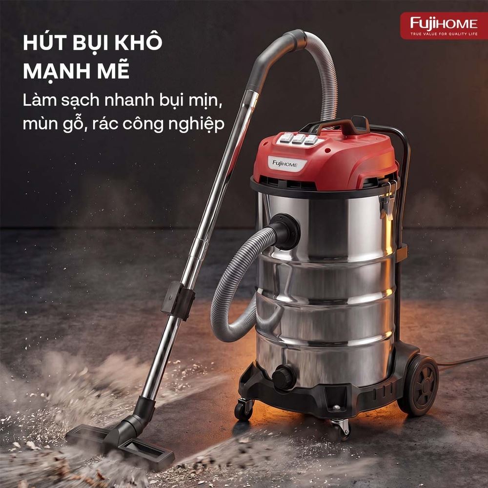 Máy hút bụi công nghiệp FUJIHOME VC80N Màu Trắng