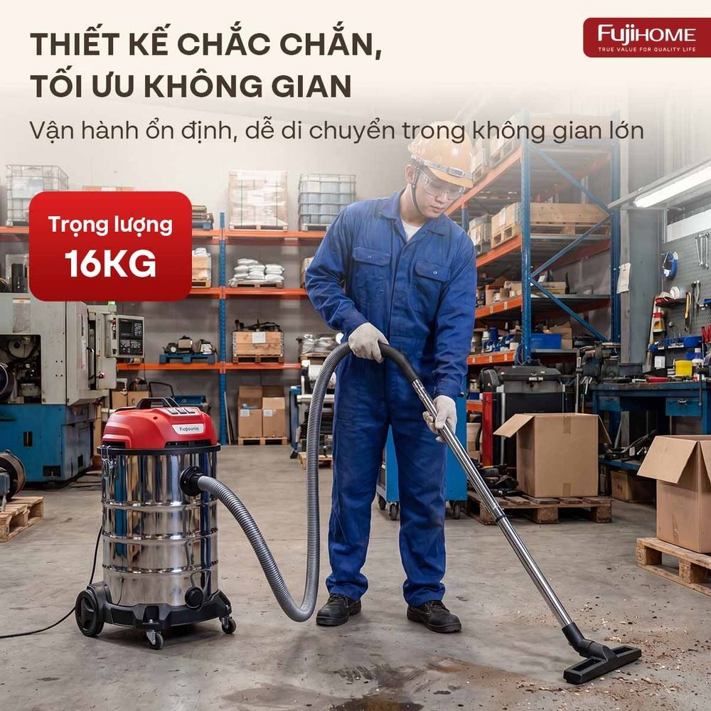 Máy hút bụi công nghiệp FUJIHOME VC80N Màu Trắng