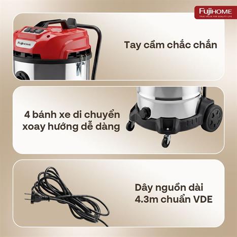 Máy hút bụi công nghiệp FUJIHOME VC80N Màu Trắng