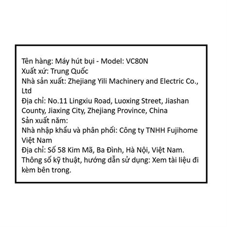Máy hút bụi công nghiệp FUJIHOME VC80N Màu Trắng