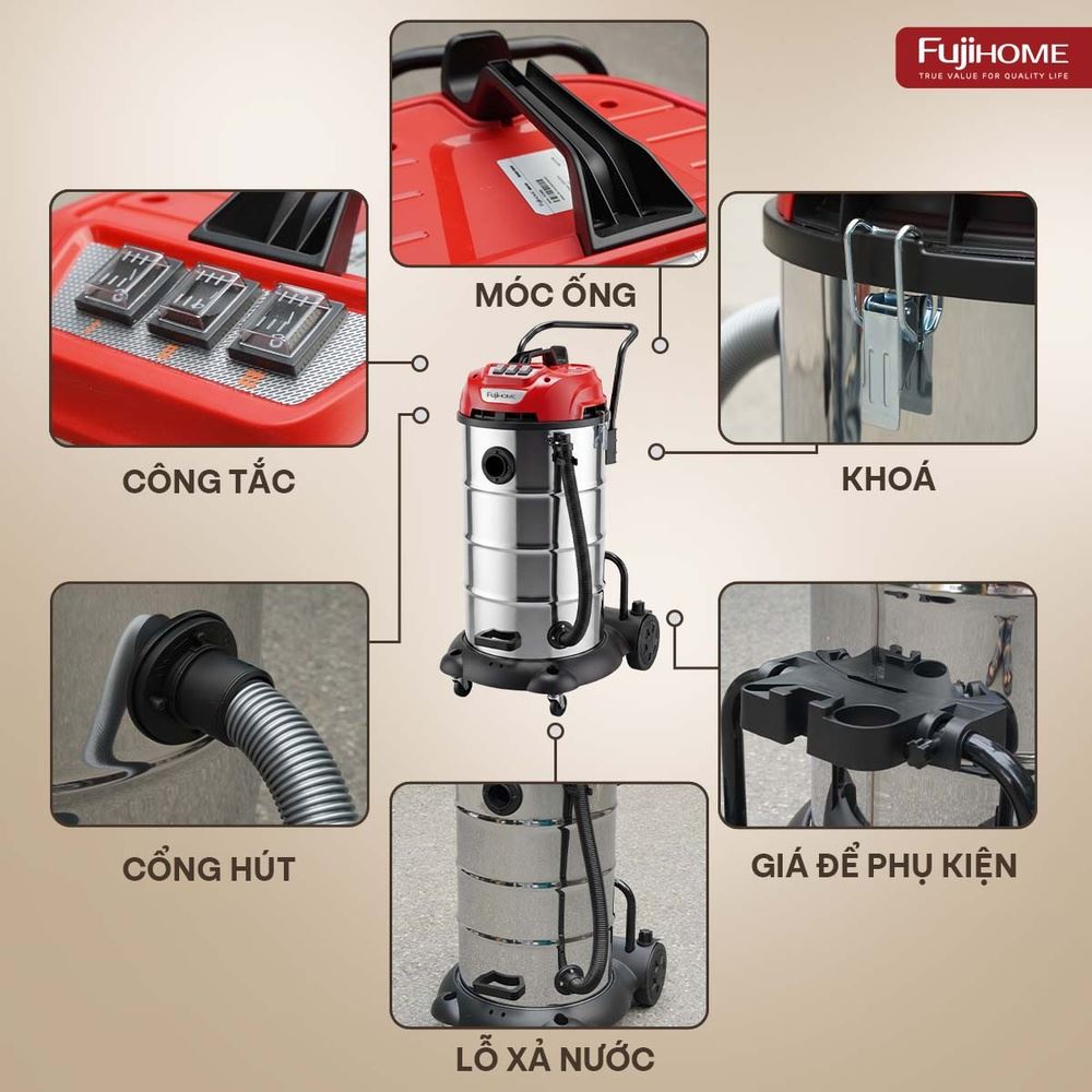 Máy hút bụi công nghiệp FUJIHOME VC90N - 13