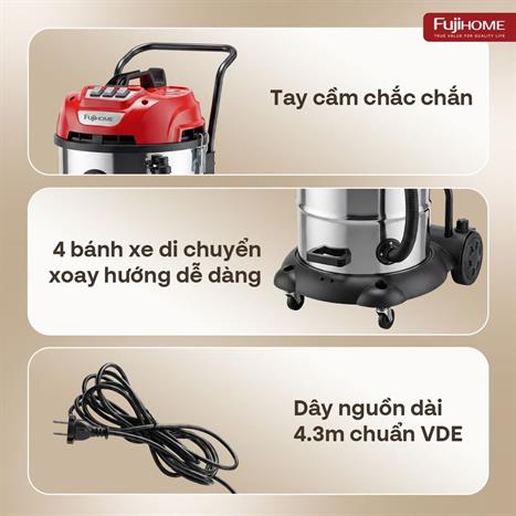Máy hút bụi công nghiệp FUJIHOME VC90N Màu Trắng