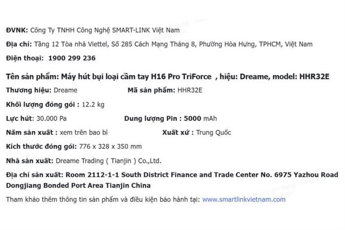 Máy hút bụi lau nhà Dreame H16 ProTriForce Màu Trắng