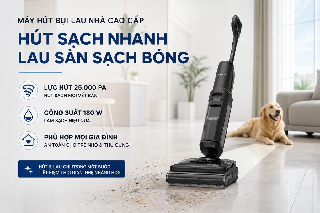 Máy hút bụi lau sàn Tineco Floor One Switch S7 Steam Màu Đen